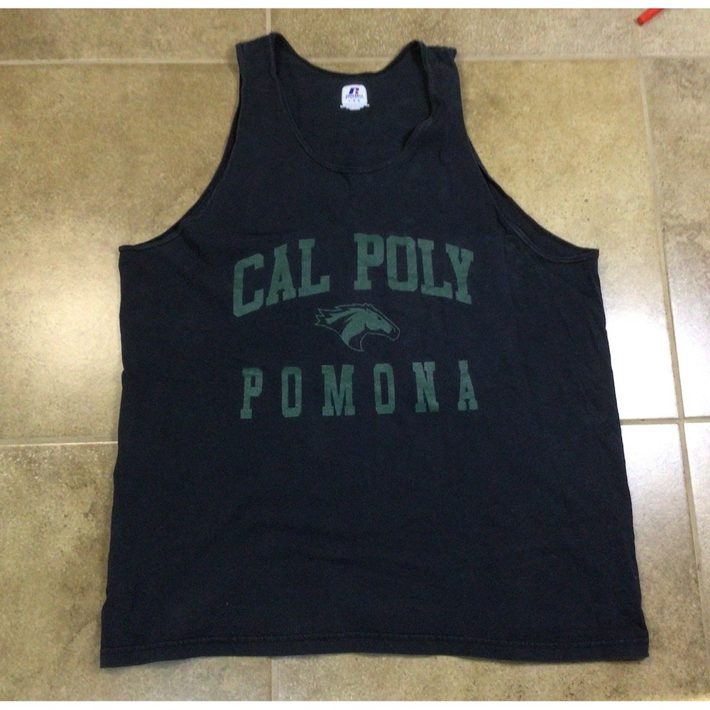 Vintage Russell Athletic Cal Poly Sz L Pomona Black Tank Top Track Field